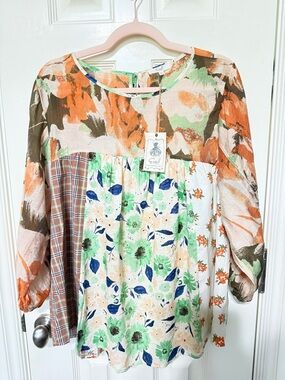 Easel Multi-Print Patchwork Peasant Top, Great Summer Fabric